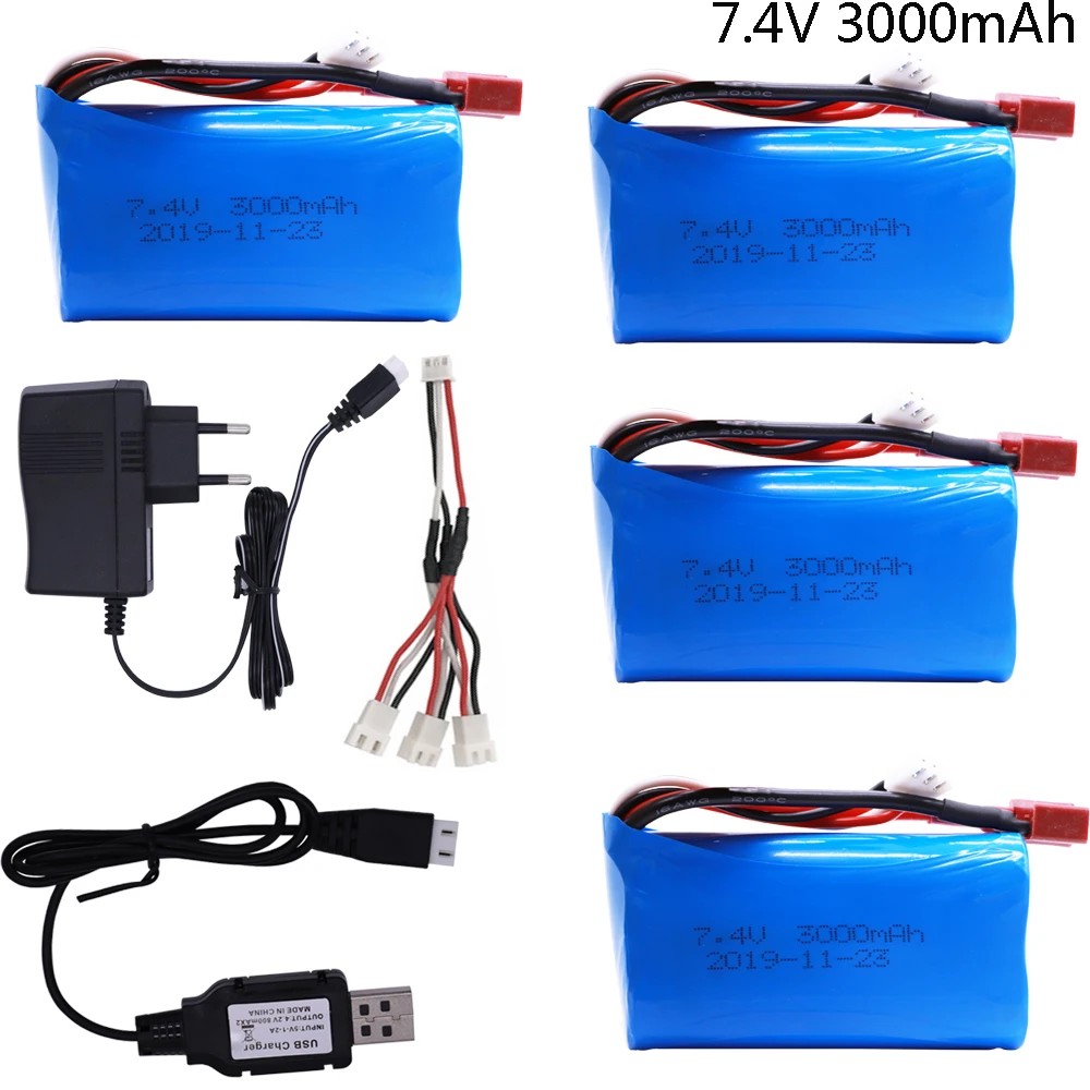 

7.4V 3000MAH lipo Battery 18650 for Q46 Wltoys 10428 /12428/12423 RC Car Spare Parts with charger 7.4V 2S battery for toys parts