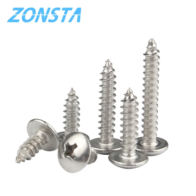 50//20/10pcs Cross Recessed Truss Head Self tapping Screw M3 M4 M5 M6 Stainless Steel Phillips Mushroom Umbrella Head Wood Screw