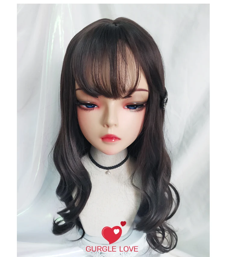 

(Tian-A)Female Sweet Girl Resin Half Head Kigurumi BJD Eyes Crossdress Cosplay Japanese Anime Role Lolita Mask With Eyes And Wig