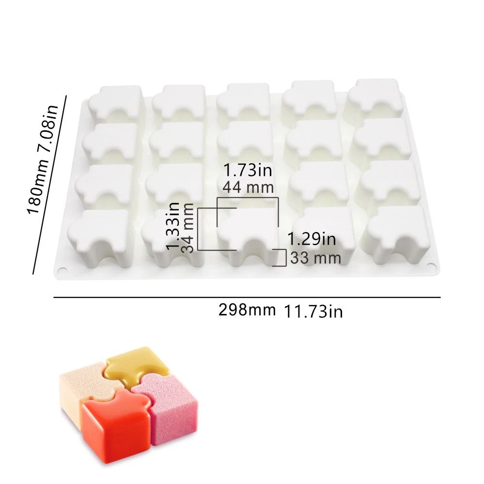 20 Holes Puzzle Cake Silicone Molds Jigsaw French Dessert Chocolate Mould Muffin Pastry Pan Decorating Tools Baking Accessories