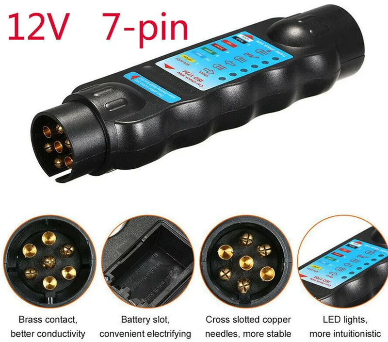 12V 7 Pin Car & Trailer Towing Lights Plug & Socket Cable Wiring Circuit Tester