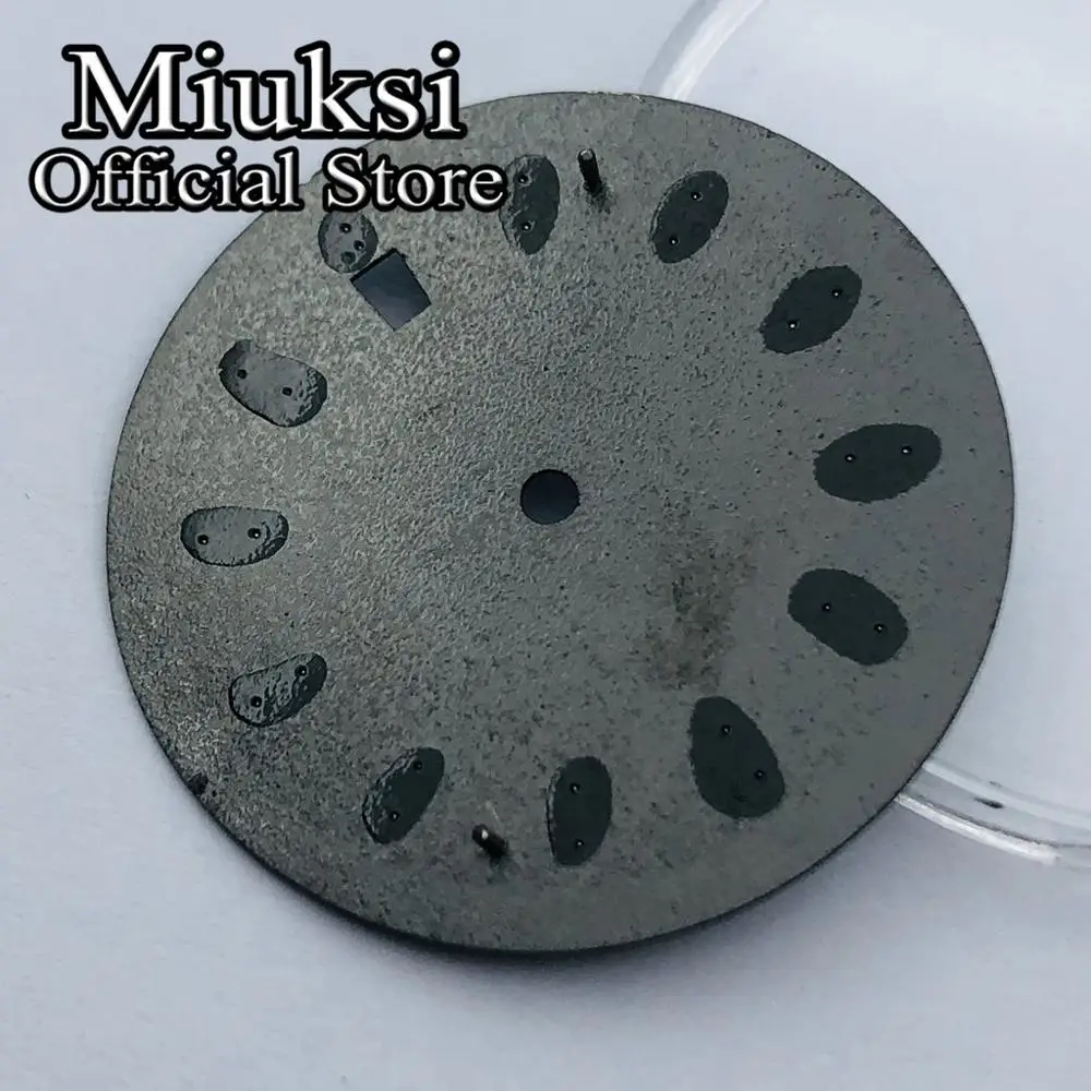 Miuksi 33.3mm black blue green silver watch dial luminous dial fit NH35 movement