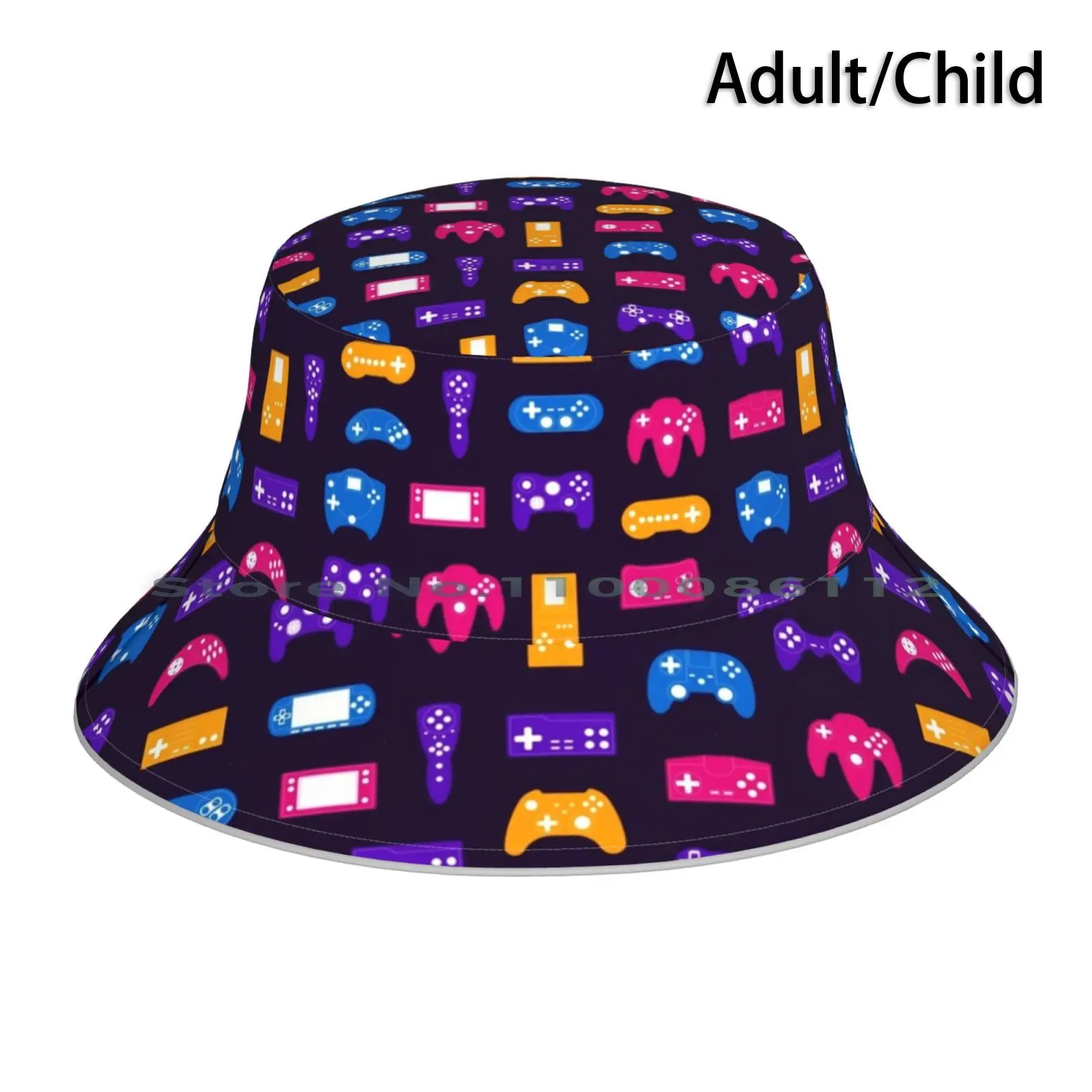 Video Games Pattern | Gaming Console Computer Play Bucket Hat Sun Cap Gamer Multiplayer Console Adventure Headset Video Games