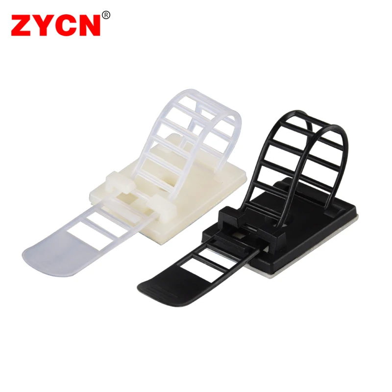 20/100PCS Cable Tie Mount Adjustable Clips Self Adhesive Strap Fix Holder Plastic Network Wire Power Cord Car Organizer Clamp