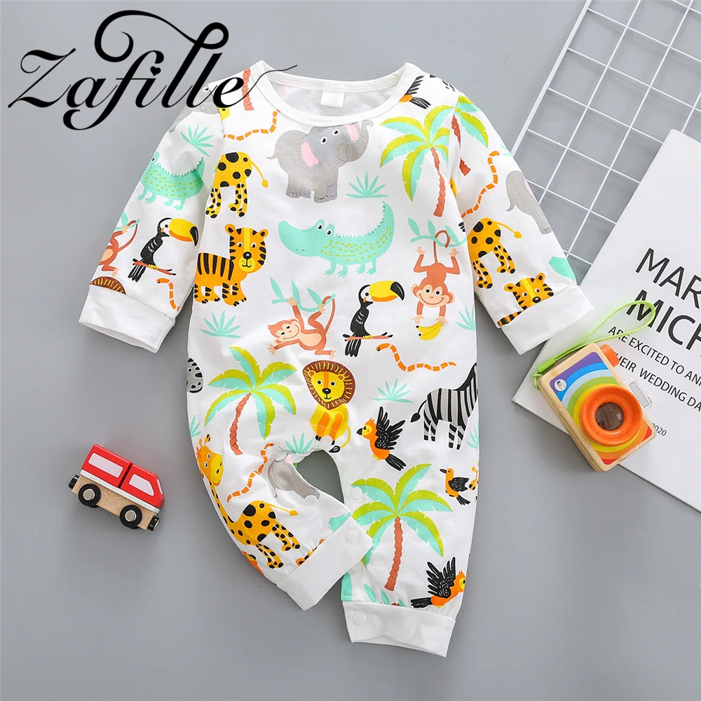 

ZAFILLE Animals Printed Baby Boys Rompers Cartoon Outfits Long Sleeve Newborns Jumpsuit For Kids Boys Clothing Cute Baby Clothes