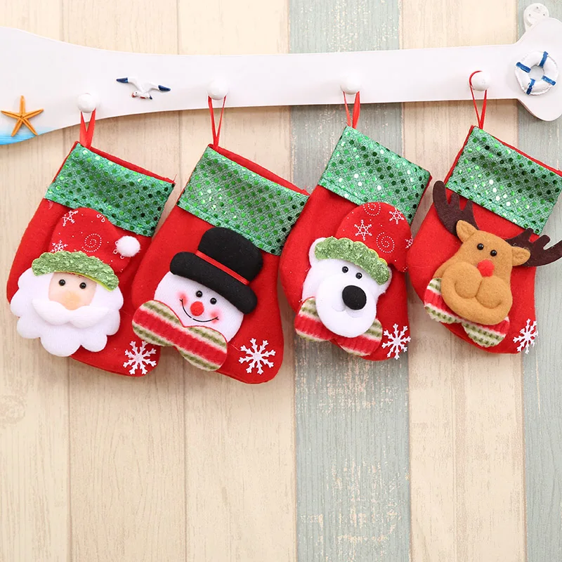 Mini Christmas Socks Children's Party Supplies Holiday Pack Gifts New Year's Decoration