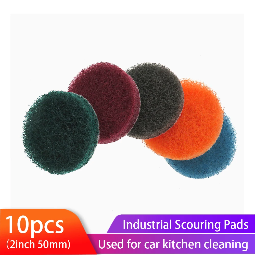 Scrub Pad 10Pcs 2 Inch Flocking Industrial Scouring Pads Heavy Duty 240/400/800/1000 Nylon Polishing Pad for Kitchen Cleaning