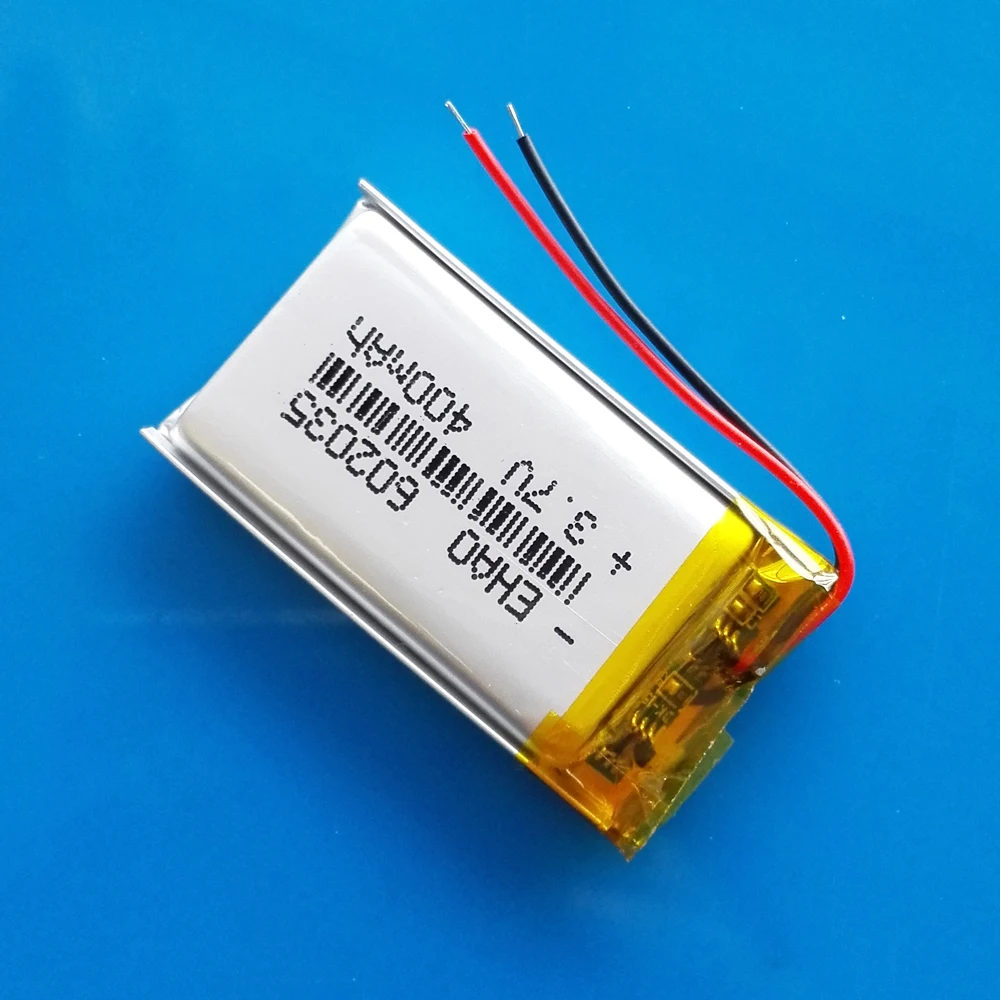 3.7V 400mAh Polymer Lithium Lipo Rechargeable Battery 602035 Customized Wholesale For Bluetooth Speaker Smart Watch GPS MP3