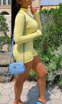 Golf z dzianiny żebra Bodycon Fitness Playsuit odzież sportowa z długim rękawem zamek ciała haft szczęście etykiety pajacyki kombinezon damski