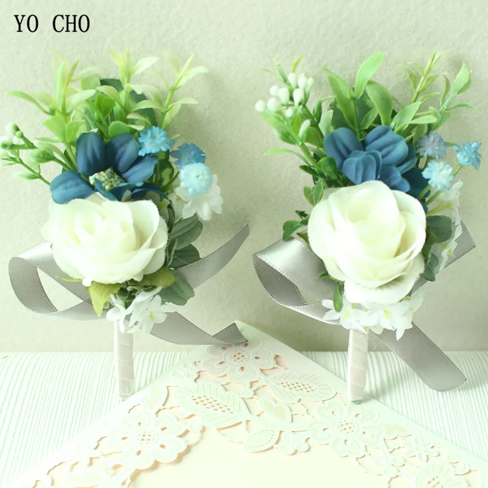 Yo Cho Bruidegom Boutonniere Corsage Zijden Rozen Vrouwen Broche Bloemen Bruiloft Corsage Pin Wedding Pols Corsage Armband Bruidsmeisjes