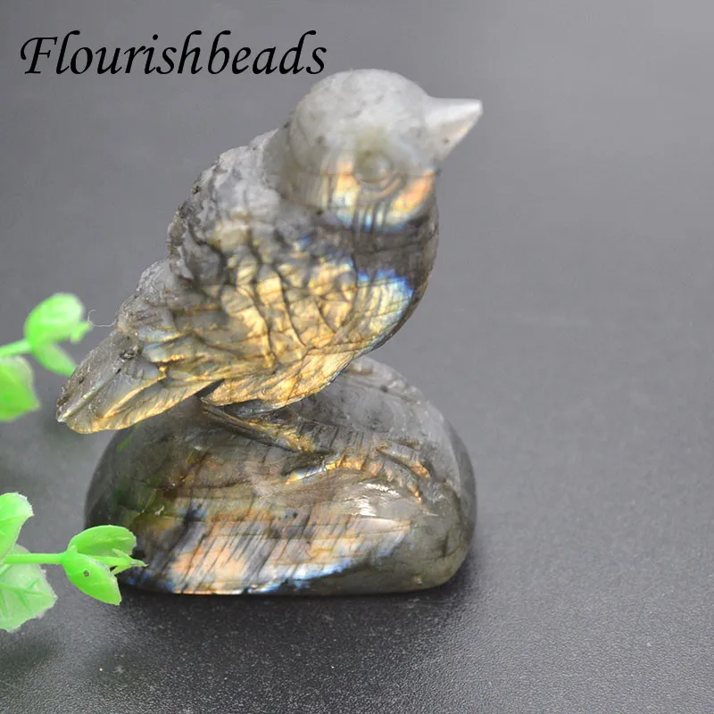 50x63mm Natural Stone Labradorite Bird Figurine Cute Animal Fine Jewelry Family Decoration