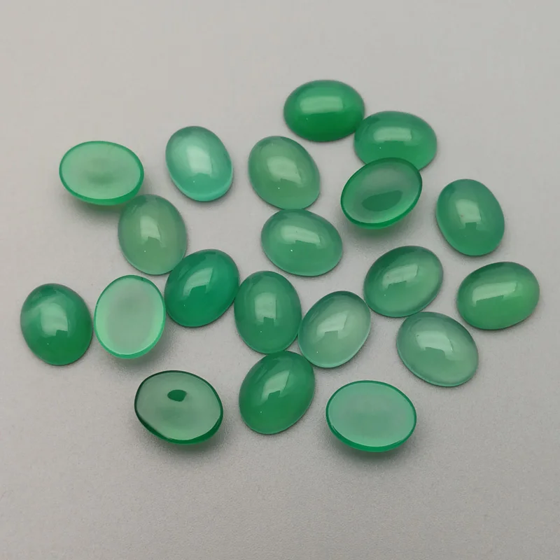 Natural Stone green agates 8x10MM oval beads cabochon Fashion Ring Necklace Earring 24Pcs/lot Jewelry accessories no hole