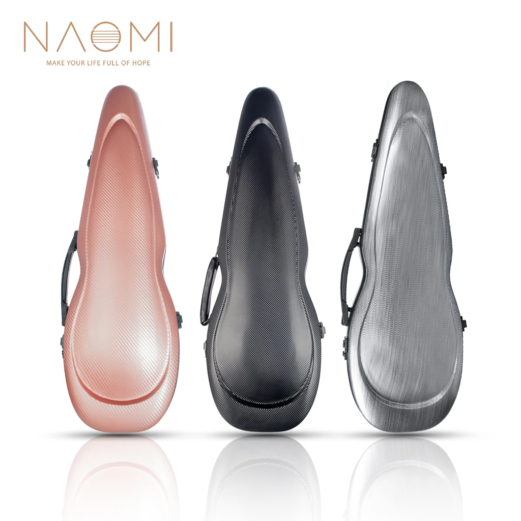 NAOMI Bullet Shape Carbon Fiber Composite Violin Case Hard Shell Storage Box 4/4 Acoustic/Electric Violin Russia Fiddle Case 4/4