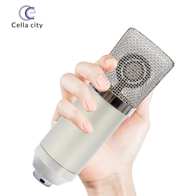 Конденсаторный микрофон Cella City, Большая диафрагма для записи и пения компьютера, особый анкер, живой микрофон