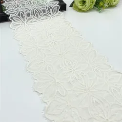 3y/lot 19.50cm Cream White Floral Elastic Stretch Lace Trim For Lingerie Sewing Craft DIY Apparel Fabric Lace Garment Accessory