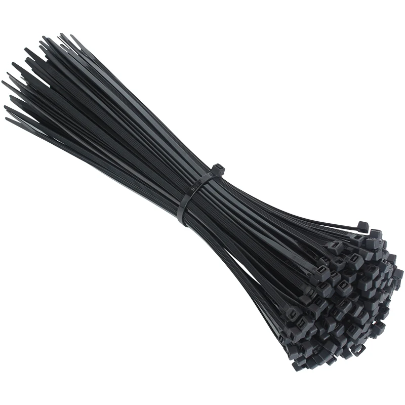 100 PCS Self-locking Plastic Nylon Tie Black Fastening Strap Cable-Tie-Set Cable Zip Tie Fastening Ring Zip Wraps Strap Tie