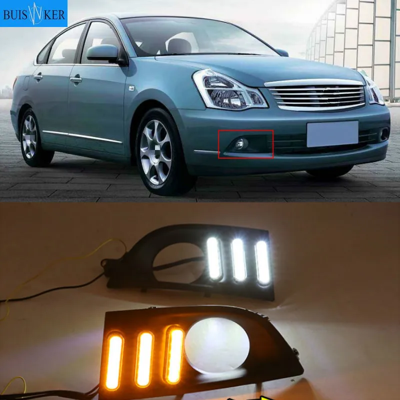 

2pcs For Nissan sentra Sylphy 2006 2007 2008 LED DRL Daytime Running Lights Daylight yellow turn Signal lamp