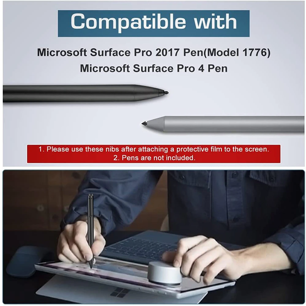 Dicas de substituição da caneta para microsoft surface pro 7, 6, 5, 4, livro, estúdio, ir, hb 2h h, 3pcs