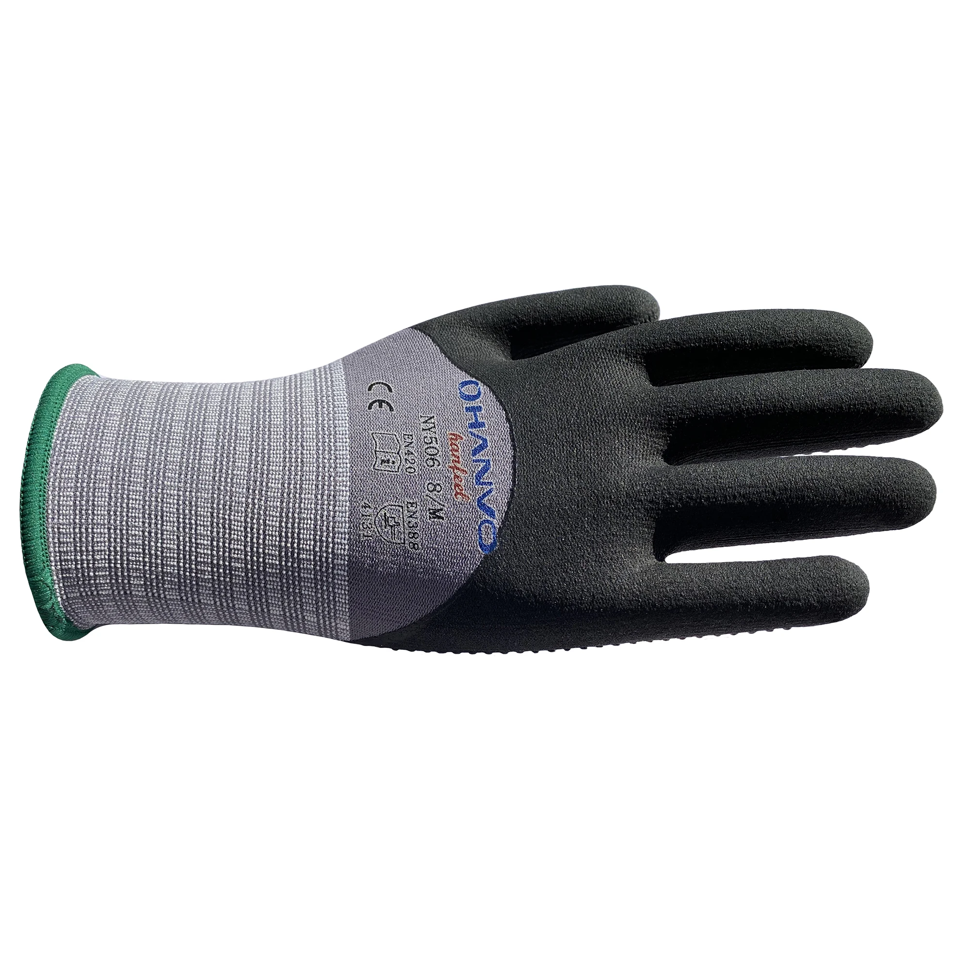 Maxi High Flex Gardening Gloves Work Oil Gas Hanfeel Nylon Spandex 3/4 Coated Nitrile Micro Foam Dots Abrasion Resistant Safety