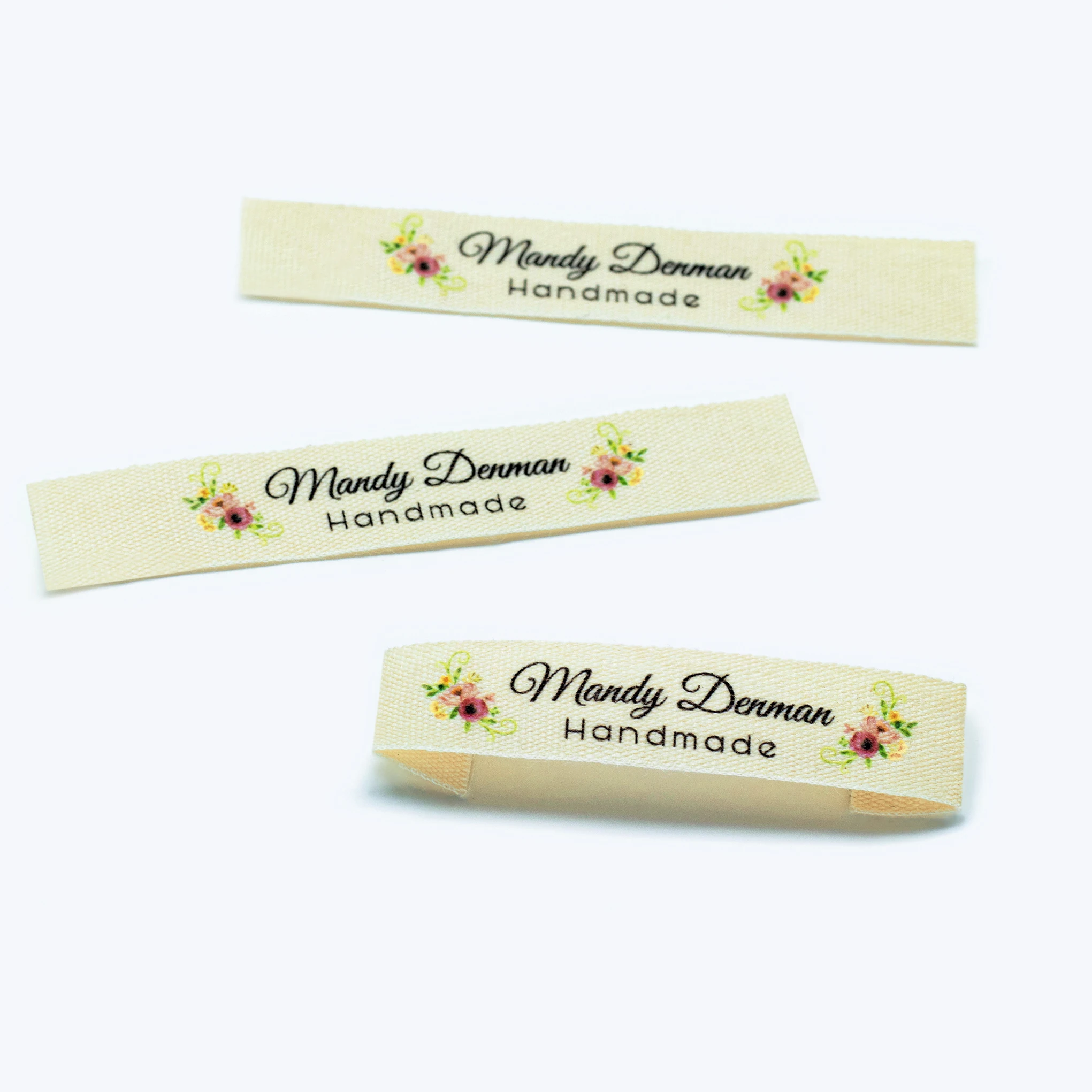 Custom Clothing Labels - Personalized Brand , Organic Cotton Ribbon Labels ,  Logo or Text, Sewing Labels  (FR012)