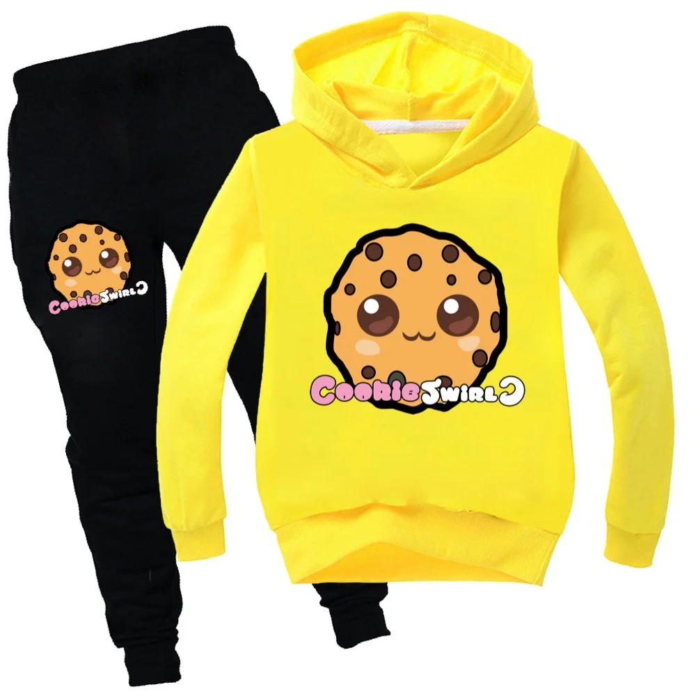 

Spring Fashion Boy Hoodie Girl Clothes Children's Clothing Cookie Swirl C Sweaters Suit Kids Clothes BoysTop +Pants 2pcs Set