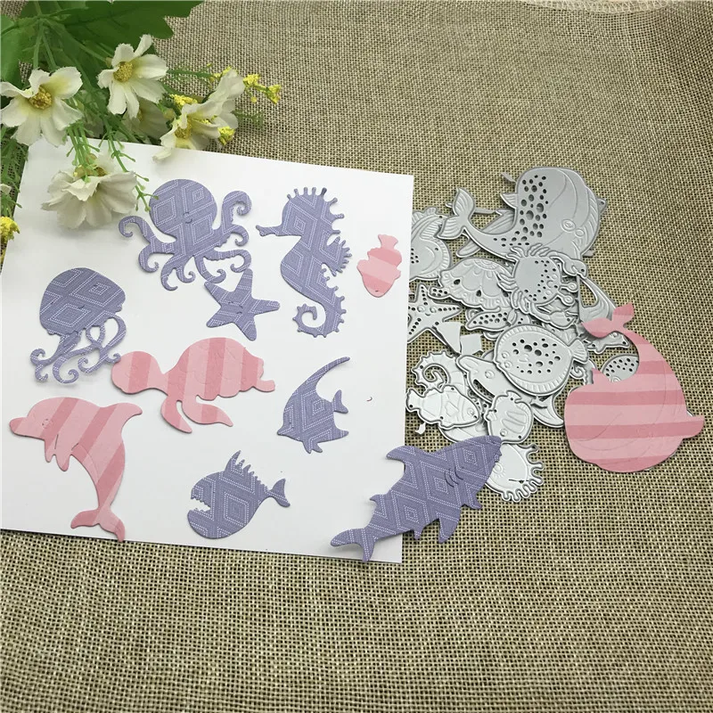 16 sztuk piękny morze Metal wykrojniki szablony Scrapbooking dekoracyjne wytłaczanie Folder karta papierowa ze stali węglowej DIY Die Cuts