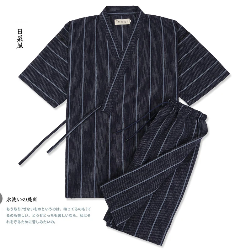 JapaneseTraditional Man Vintage Yukata Summer Short Sleeve Kimono With Shorts Set Hanfu Sleep&Lounge Comfortable Cotton Pajamas