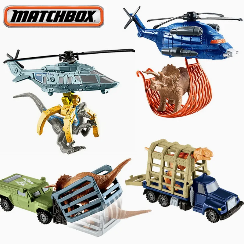 Matchbox 1:64 TYrannosaurus Armored Jeep Raptor helicopter Jurassic mini dinosaur dinosaur transporter  toy alloy die cast car