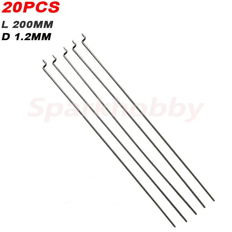 20 SZTUK Sparkhobby Dźwignia przekładni kierowniczej typu Z Średnica 1,2 mm Długość 20 cm Dźwignia serwomechanizmu ze stali nierdzewnej do części samolotu RC