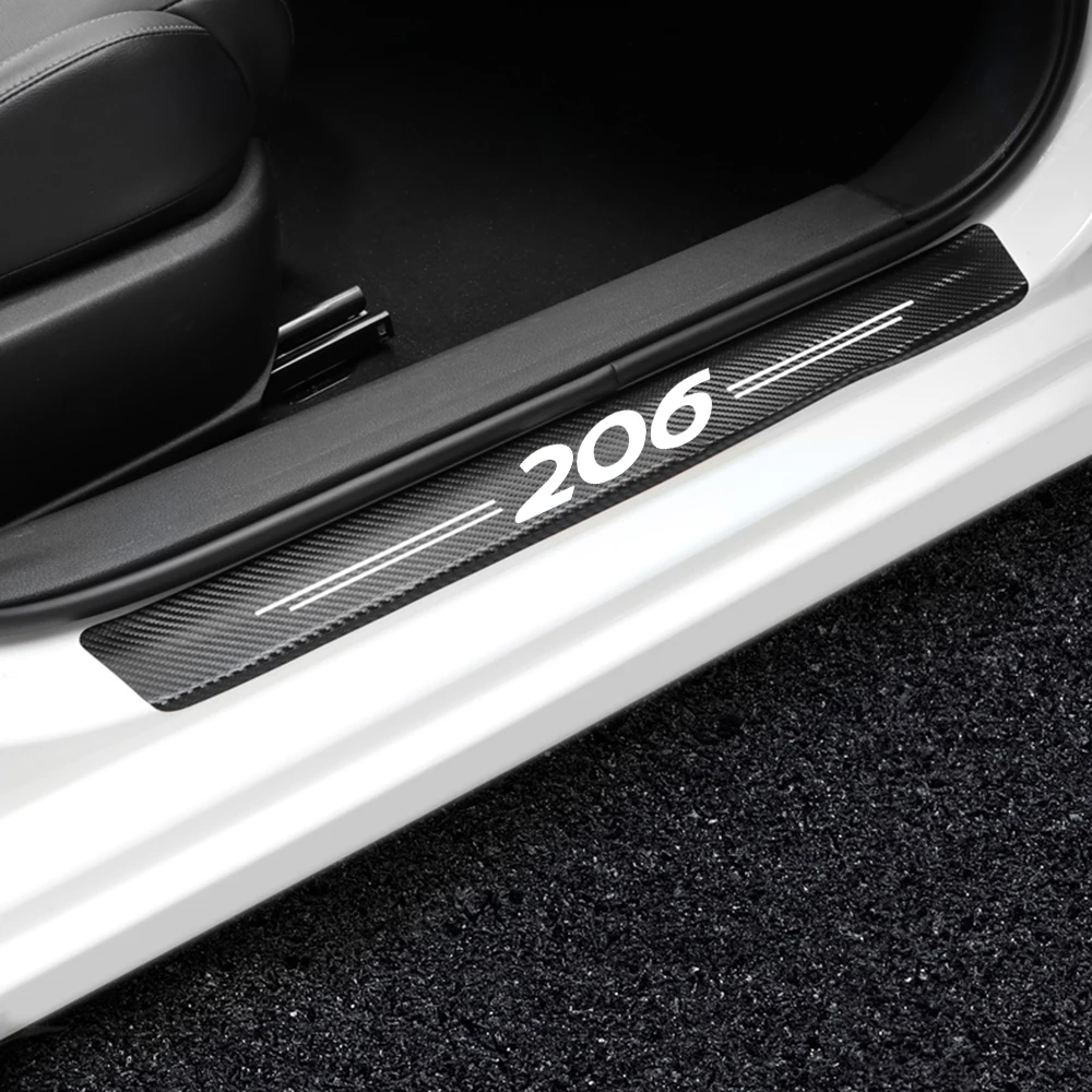 Decor Sticker Protector Strip Car Door Sill Scuff Plate For Peugeot 307 206 308 408 Accessories