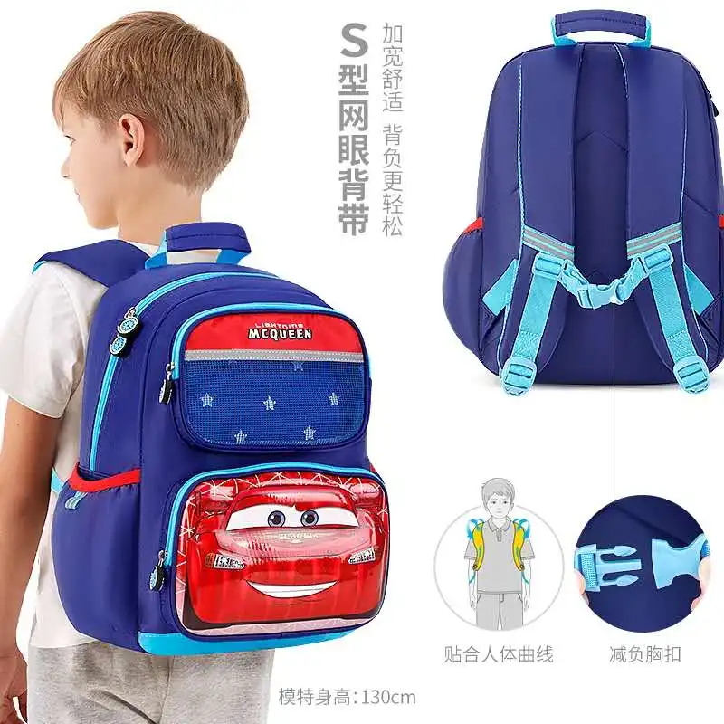 Disney LIGHTING MCQUEEN School Bags for Boys Primary Student shoulder Backpack Car Bag Gift Super Light Large Capacity Mochilars