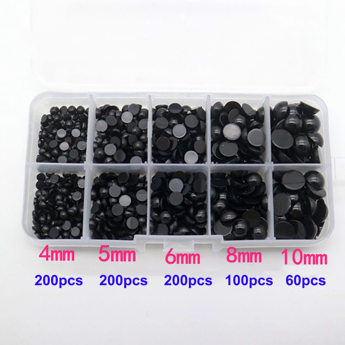 3-12mm 500pcs Round Flat Black Safety Eyes Plastic Eyes for Dolls Making Toys for Teddy Bear Dolls Eyes Amigurumi Doll