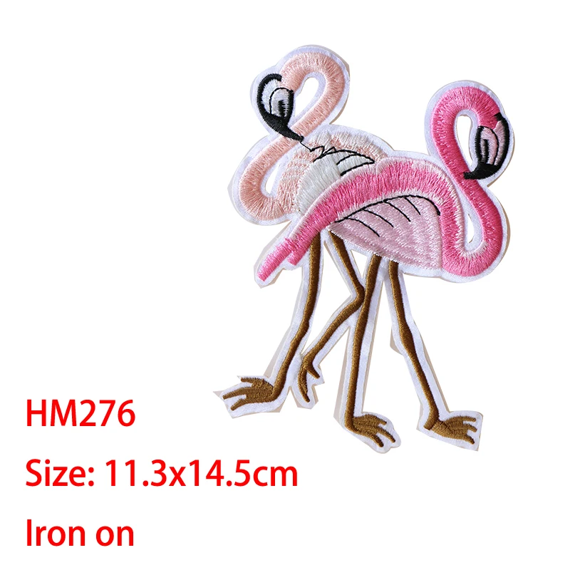 Cartoon Decorative Patch Sequins Flamingo Bird icon Embroidered Applique Patches For DIY Iron on Badges on clothes Stickers