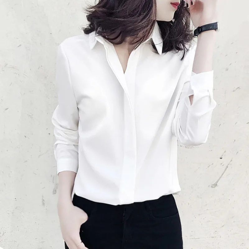 Big Size 3xl, 4xl, Spring/summer Women\'s Blouse New Long Sleeve Loose Ladies Shirts V-neck Chiffon Solid Color Shirts