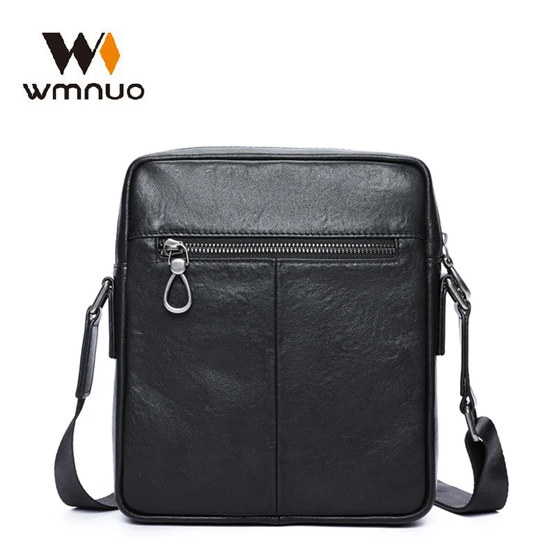 Wmnuo Shoulder Bag Men Animal Cow Original Leather Men\'s Bag Business Black Letter Korean Crossbody Bag For Male Ipad Phone Bags