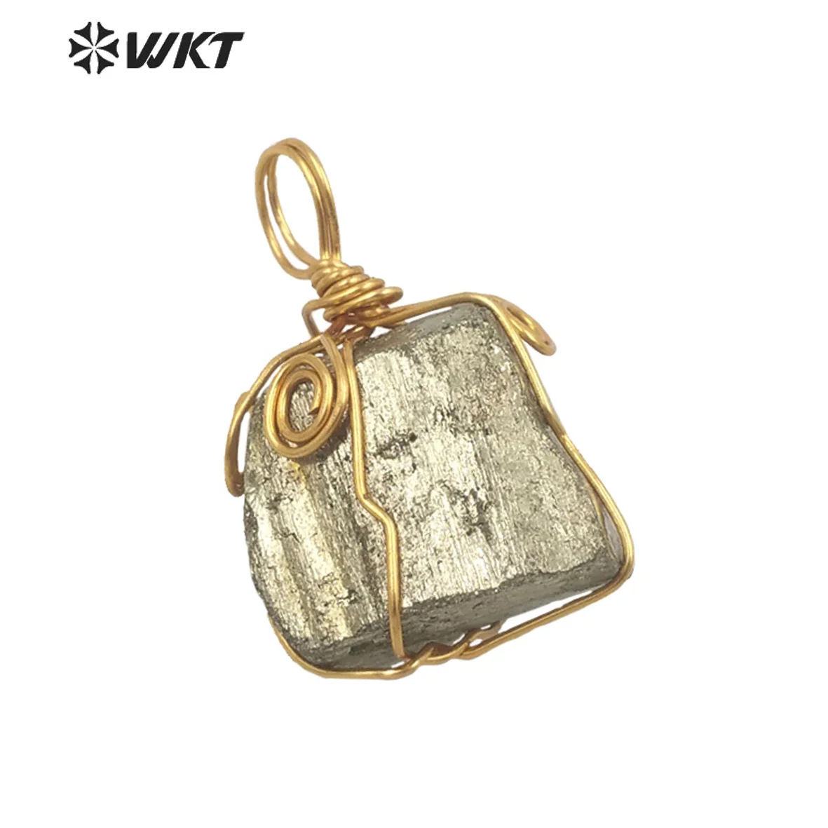 

WT-P1767 WKT Specially Designed Pyrite Crafts And Brass Wire Winding Pendant Make Lady Jewelry Necklace Gifts Procurement