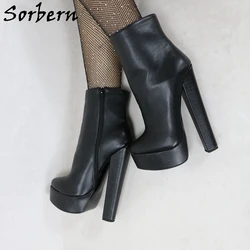 Sorbern 20Cm Chunky Heel Ankle Boots Unisex High Instep Visible Platform Shoes Spring Side Zipper Big Size 47 Custom Color