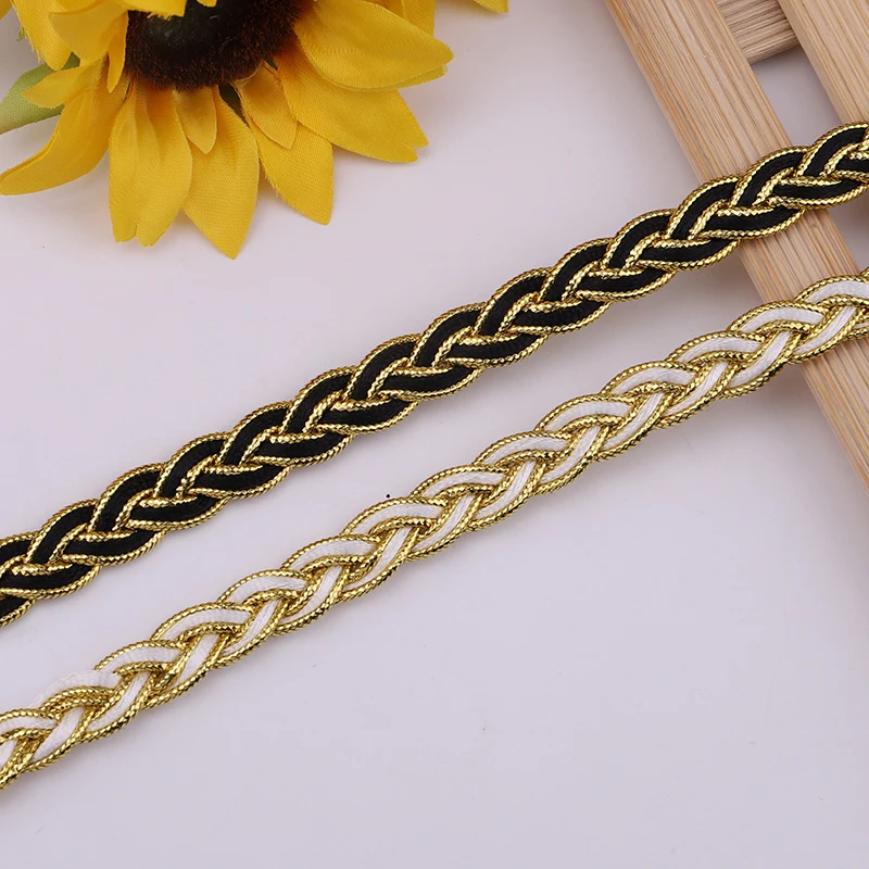 2 yards Gold braid lace Dress Home Textile Decorative Edge Handmade Quality Lace Ribbon of Accessories