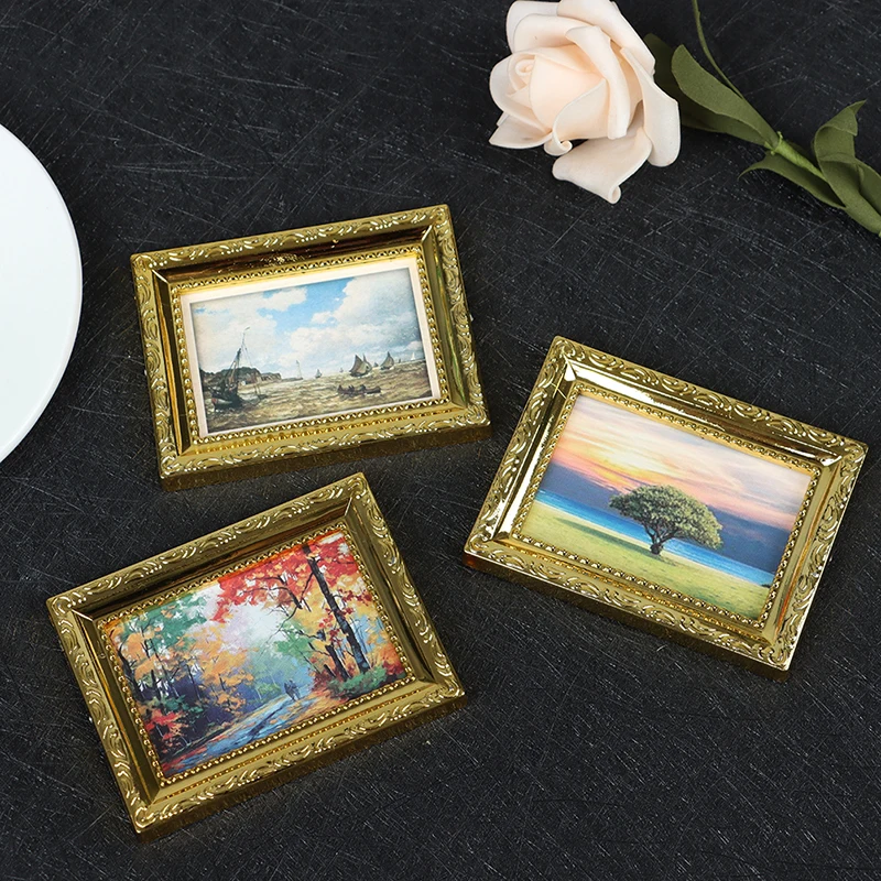 Creative New Dollhouse Miniature 1:12 Mini Decorative Accessories Antique Frame Oil Painting House Accessories Frame Decorative