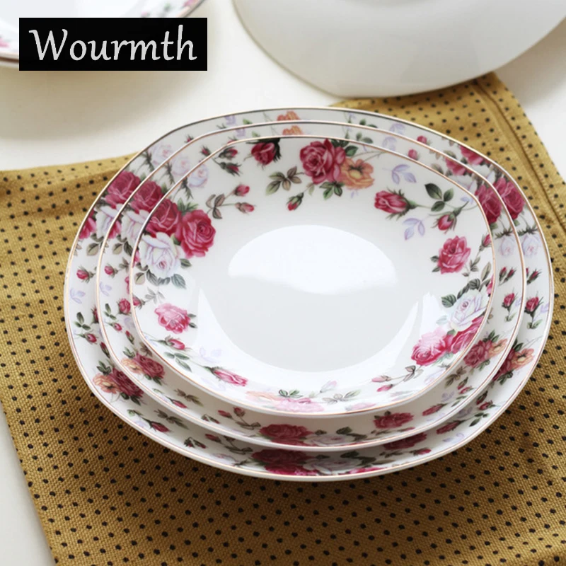 Bone China 6/7/8-inch Square Plate Soup Plate Rice Plate Set Ceramic Plate Dinner Plate Can Microwave Kitchen accessorie