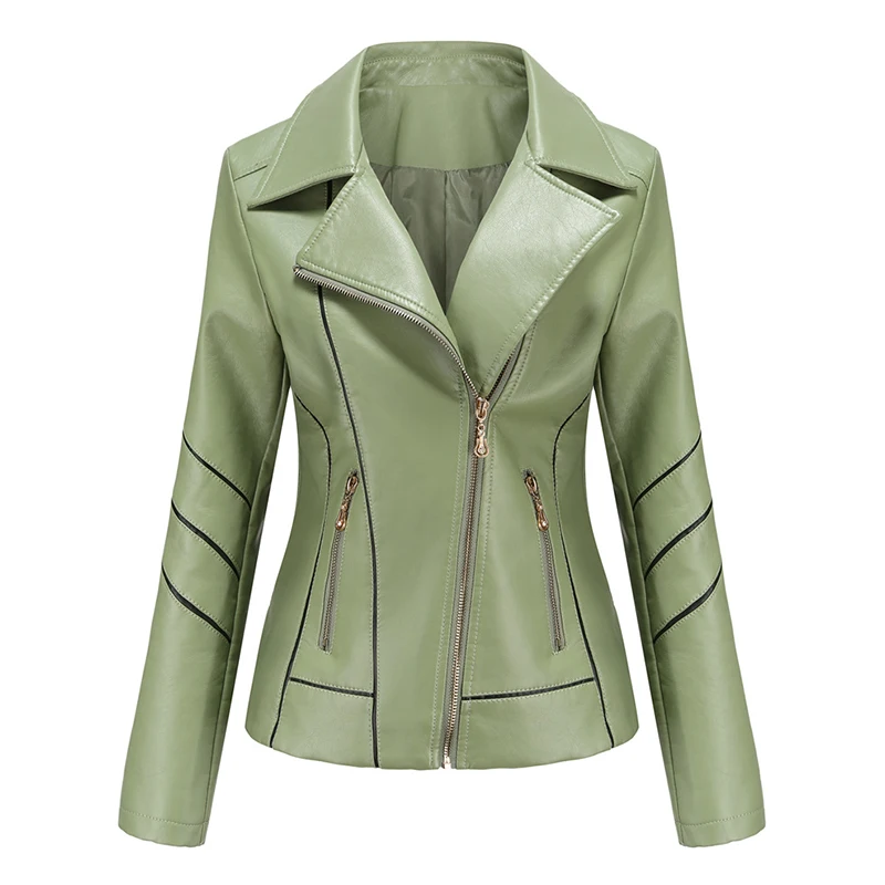 Chaqueta holgada informal de piel sintética para mujer, ropa de calle de gran tamaño, Color sólido, estilo coreano Chic, para primavera y otoño