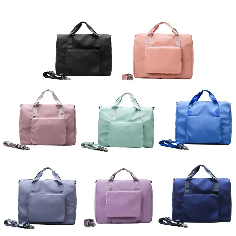 Solid Color Folding Travel Bag Expansion Handbag Storage Sports Gym Bag Travel Duffle Bag Fashion And Sport Bag