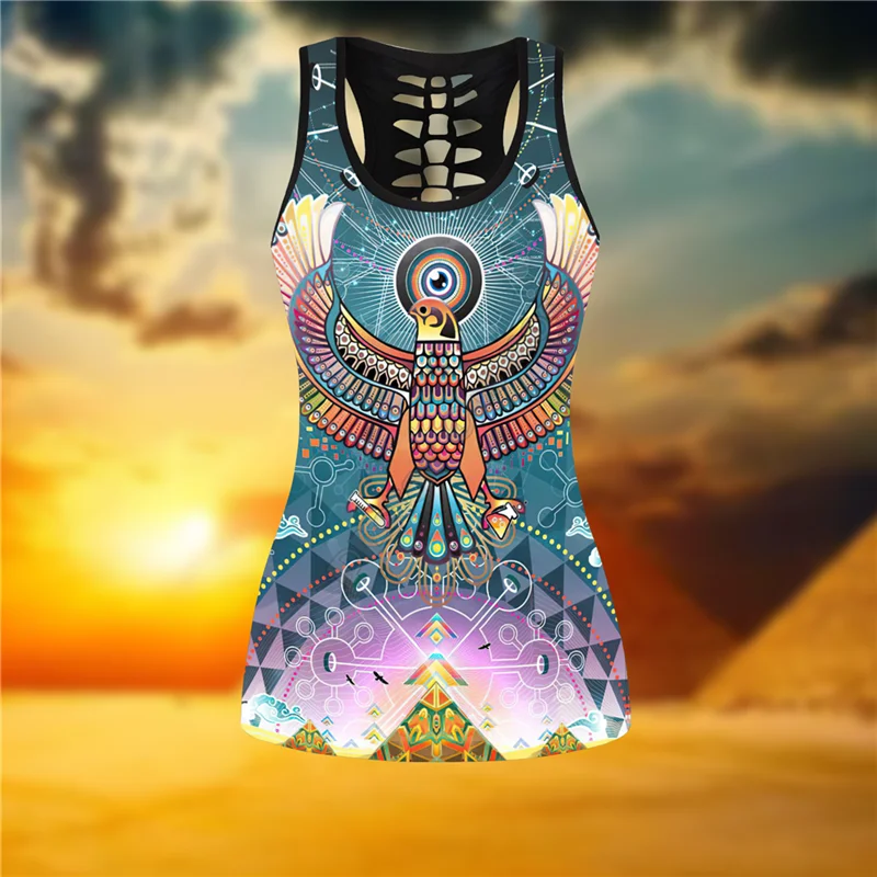 Premium Egypt Combo Outfit Leggings and Hollow out Tank Top Suit Yoga Fitness Soft Legging Summer Women For Girl