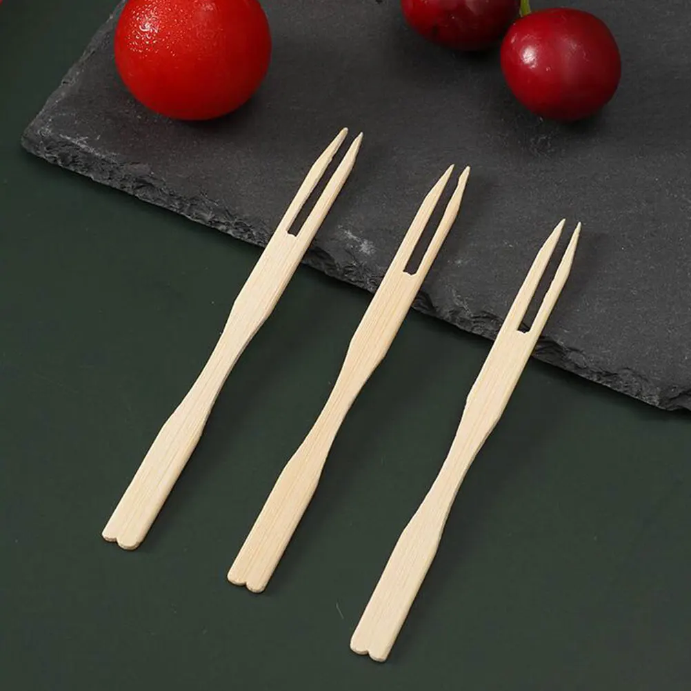 Одноразовые бамбуковые палочки и вилки для торта, 500 шт.
