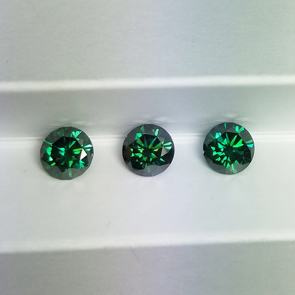 Dark Green Moissanites 3.0~12mm By Excellent Cut Loose Moissanits Carat Stone For Wendding Ring Setting