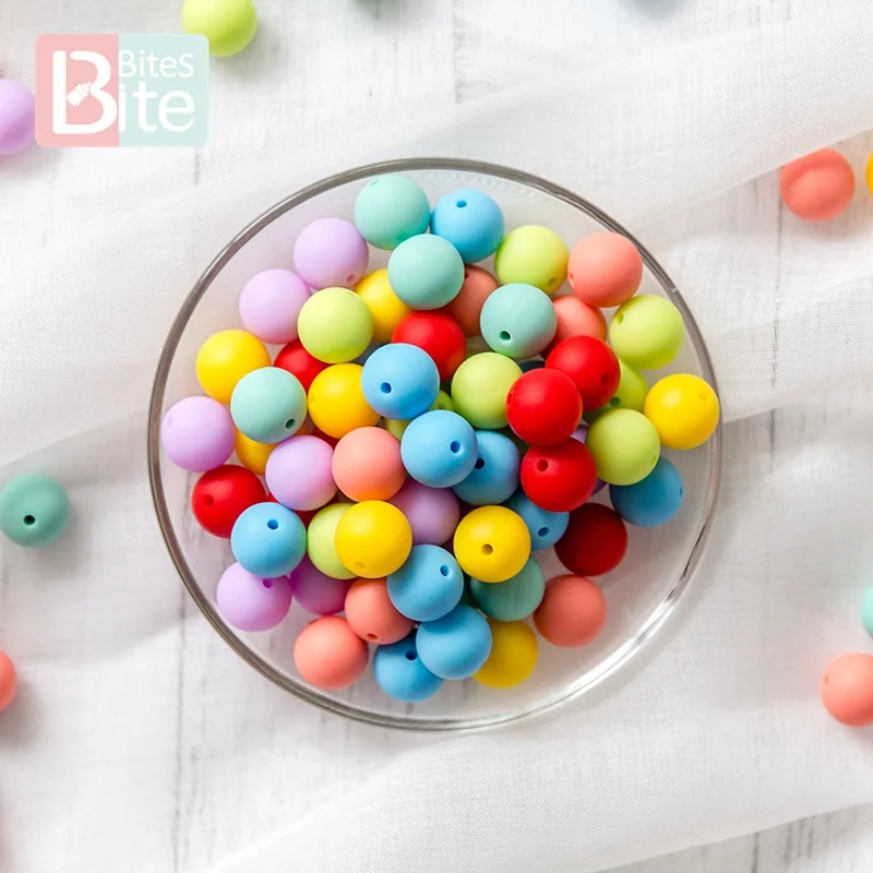 

100PC 15mm Silicone Beads Round Food Grade Baby Teether Infant DIY Nursing Bracelet Nacklace Pacifier Chains For Kids Product