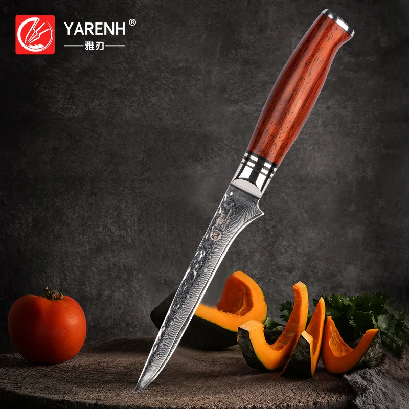 

YARENH 6 Inch Boning Knife 73 Layers Damascus Stainless Steel Lasting Sharp Kitchen Knives Dalbergia Wood Handle Chef Knife