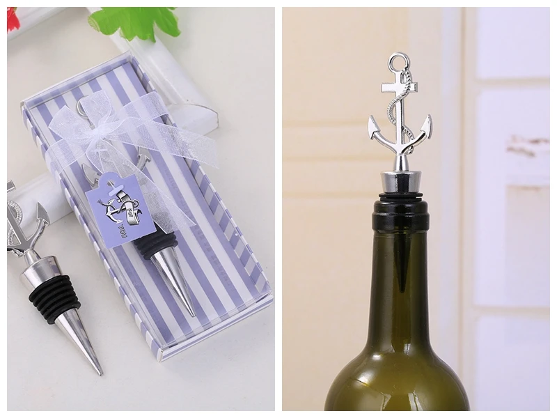 

(25 Pieces/Lot) Perfect Wedding and Party Favors of Nautical Themed Anchor Wine Stopper Favors For Guests and Beach Party gifts