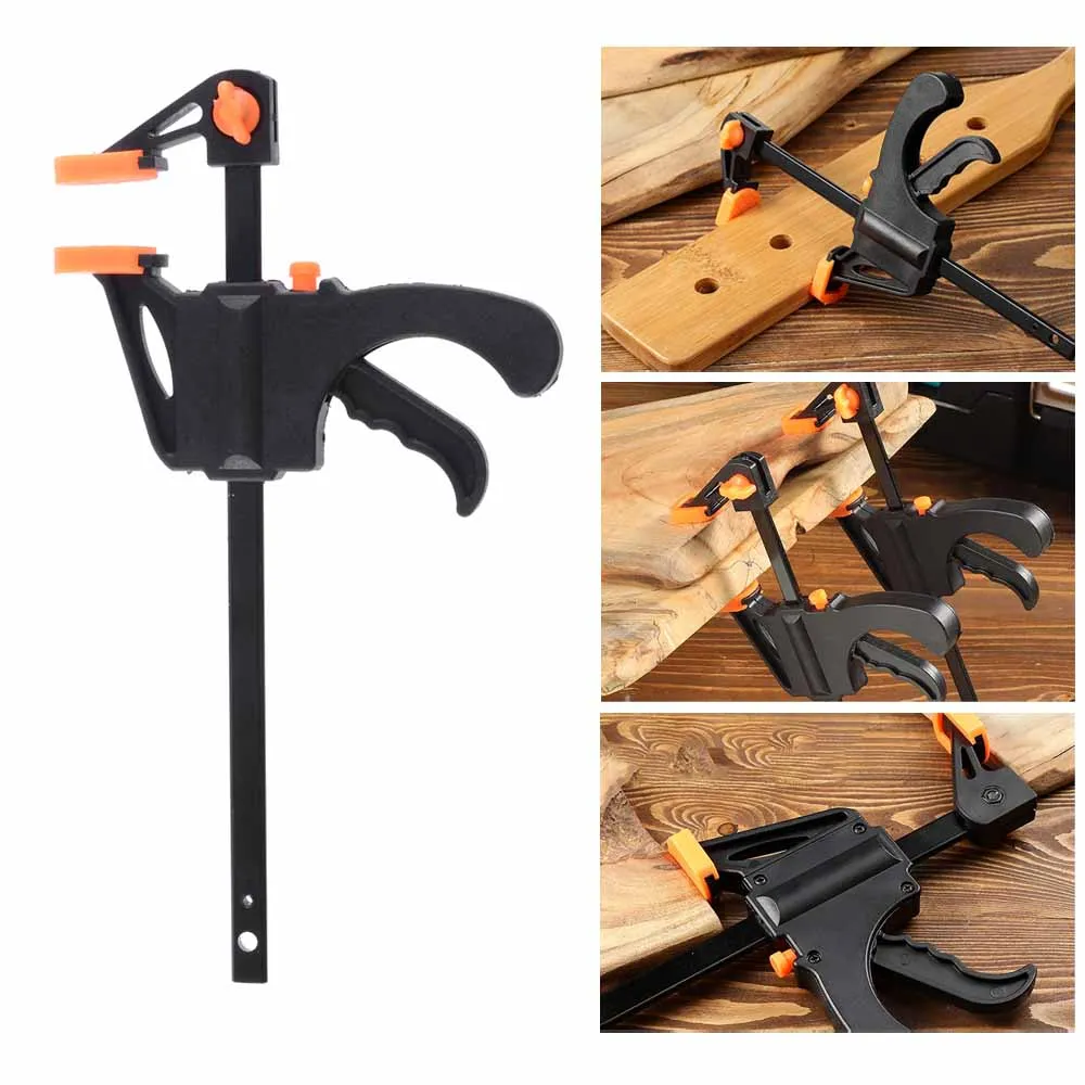 4 Inch Clip Quick Ratchet Release Speed Squeeze Woodworking Work Bar F Clamp Clip Hand Vise Kit Spreader Gadget DIY Hand Tools