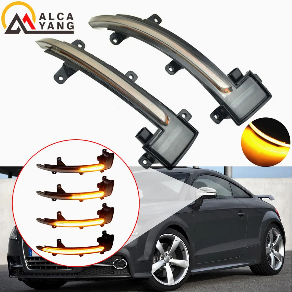 2pcs Dynamic LED Turn Signal Light For Audi TT TTS MK2 8J 2007-2014 TTRS R8 Side Rear View Mirror Blinker water flowing LED